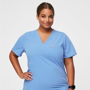 Figs Set Catrina 1-Pocket Top Zamora Jogger Pants & Kade Cargo Pants L Ceil Blue